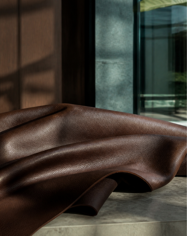Brown vegan leather material
