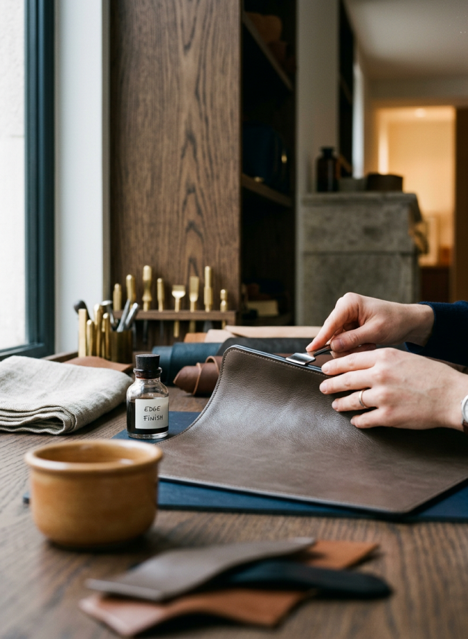 Edge finishing at a craft workbench