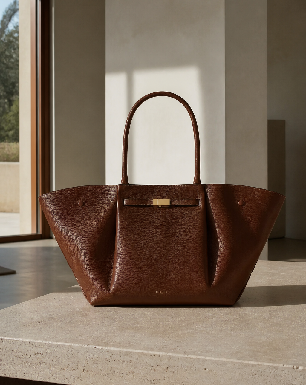 Front view of the structured tote bag