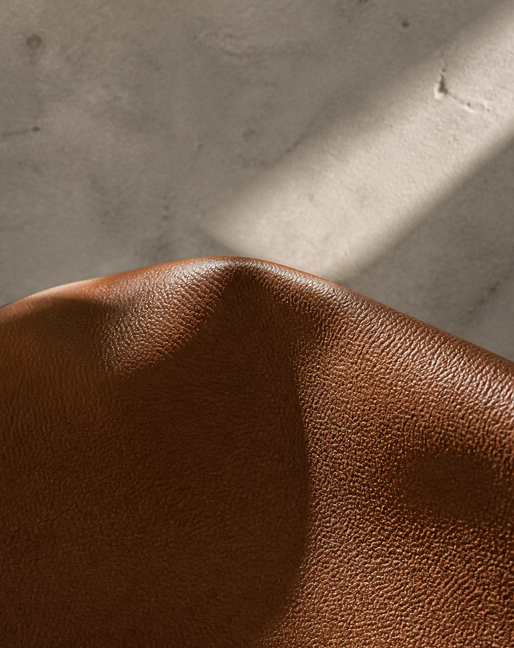 Close view of the tote bag's grained leather